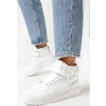 Przecenione Białe Wysokie sneakersy damskie ze skóry syntetycznej w rozmiarze 40 