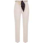 Białe Spodnie z Rozszerzanymi Nogawkami i Złotym Paskiem Elisabetta Franchi