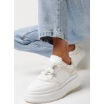 Przecenione Białe Sneakersy na koturnie damskie ze skóry syntetycznej w rozmiarze 40 