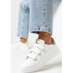 Przecenione Białe Sneakersy na rzepy damskie ze skóry syntetycznej w rozmiarze 40 
