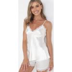 Przecenione Białe Piżamy satynowe damskie satynowe w rozmiarze XL 
