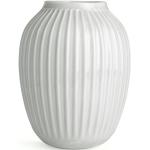 Przecenione Białe Wazony ceramiczne w paski ceramiczne o wysokości 25 cm 