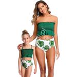 Zielone Stroje kąpielowe dwuczęściowe damskie z falbankami 