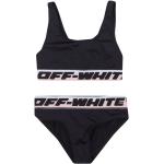 Czarne Stroje dwuczęściowe dziecięce dla dziewczynek haftowane eleganckie marki Off-White 