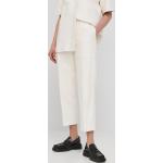 Birgitte Herskind spodnie skórzane damskie kolor biały proste high waist