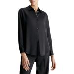 Czarne Bluzki z kołnierzykiem damskie z długimi rękawami eleganckie marki Calvin Klein w rozmiarze M 