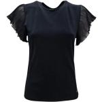Czarne Bluzki z krótkim rękawem damskie z krótkimi rękawami bawełniane marki Liu Jo w rozmiarze S 