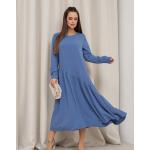 Niebieskie Sukienki midi damskie z długimi rękawami w stylu casual na lato w rozmiarze XL 