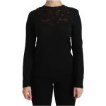 Czarne Bluzki koronkowe damskie z długimi rękawami marki Dolce & Gabbana w rozmiarze XS 