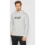 Przecenione Szare Bluzy polarowe męskie marki HUF w rozmiarze M 
