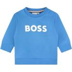 Niebieskie Bluzy dziecięce z nadrukiem dla chłopców do prania w pralce eleganckie bawełniane marki HUGO BOSS BOSS 