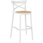Białe Krzesła barowe plecione w nowoczesnym stylu marki ELIOR 