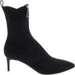Czarne Botki skórzane damskie eleganckie marki MOSCHINO w rozmiarze 36 - wysokość obcasa od 5cm do 7cm 