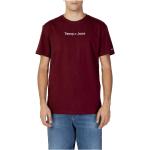 Bordowe Koszulki z nadrukiem męskie do prania w pralce z krótkimi rękawami dżinsowe na jesień marki Tommy Hilfiger TOMMY JEANS w rozmiarze XS 