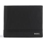 Przecenione Czarne Portfele męskie z blokadą RFID z bydlęcej skóry marki HUGO BOSS BOSS 