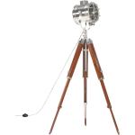 Srebrne Lampy z regulacją wysokości w stylu retro z litego drewna - gwint żarówki: E27 