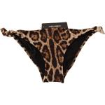 Brązowe Doły od bikini damskie z motywem lampartów w panterkę marki Dolce & Gabbana w rozmiarze L 