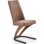 Brązowe Krzesła do jadalni tapicerowane w nowoczesnym stylu ze skóry syntetycznej marki ELIOR 