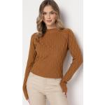 Przecenione Brązowe Swetery półgolfy damskie w rozmiarze uniwersalnym 