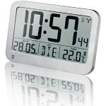 Optus cyfrowy zegar ścienny MyTime MC LCD ścienny zegar stołowy 225 x 150 mm z termometrem, srebrny