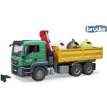 Ciężarówki zabawkowe marki Bruder o tematyce budowy 