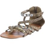 Brązowe Sandały skórzane damskie z zamszu na lato marki Buffalo Girl w rozmiarze 36 