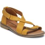 Żółte Sandały skórzane dla dzieci Rzepy gładkie na lato marki Bundgaard w rozmiarze 35 