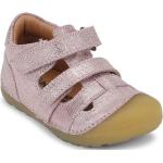 Różowe Sandały skórzane dla dzieci z wyjmowanymi wkładkami Rzepy na lato marki Bundgaard w rozmiarze 25 