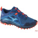 Przecenione Niebieskie Buty do biegania terenowe męskie amortyzujące syntetyczne marki Mizuno 