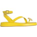Żółte Sandały płaskie z kamieniami w paski na lato marki Gia Borghini w rozmiarze 38 