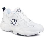 Przecenione Białe Sneakersy sznurowane damskie sportowe z gładkiej skóry marki New Balance w rozmiarze 49 