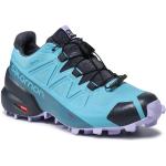 Przecenione Niebieskie Buty do biegania terenowe damskie z Goretexu sportowe marki Salomon w rozmiarze 36 