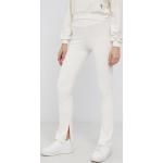 Calvin Klein Jeans Spodnie sztruksowe damskie kolor kremowy proste high waist
