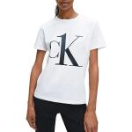 Białe Koszulki z nadrukiem damskie z krótkimi rękawami marki Calvin Klein w rozmiarze S 