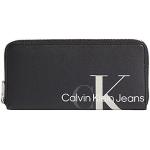 Czarne Portfele damskie eleganckie dżinsowe marki Calvin Klein 