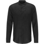 Czarne Koszule ze stójką męskie z długimi rękawami w stylu casual z lnu marki Drykorn w rozmiarze XL 
