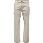 Beżowe Spodnie typu chinos w stylu casual bawełniane o szerokości 38 o długości 30 marki Only & Sons 