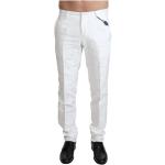 Białe Spodnie typu chinos brokatowe z tkaniny brokatowej marki Dolce & Gabbana w rozmiarze XS 