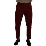 Ciemnoczerwone Spodnie typu chinos męskie Tapered fit bawełniane marki Dolce & Gabbana w rozmiarze M 