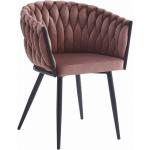Ciemnoróżowe Krzesła z podłokietnikami tapicerowane plecione aksamitne marki ELIOR 