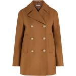 Brązowe Płaszcze zimowe damskie eleganckie marki Tommy Hilfiger w rozmiarze XL 