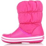 Różowe Płaskie botki dla dzieci bawełniane marki Crocs w rozmiarze 24 