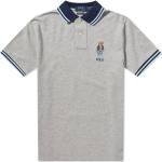 Granatowe Koszulki dziecięce polo z motywem misiów eleganckie marki Ralph Lauren 