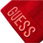 Czerwone Czapki zimowe damskie marki Guess w rozmiarze XS 