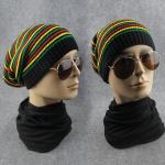 Czapka Stylowa czapka Bob Marley Reggae Jamaican Pom Slouch Baggy Beanie Stripe Brim Cotton Winter