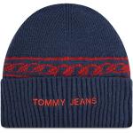 Przecenione Granatowe Czapki zimowe damskie dżinsowe marki Tommy Hilfiger TOMMY JEANS 