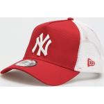 Przecenione Czerwone Czapki z daszkiem trucker cap męskie z poliestru marki New Era New York Yankees 