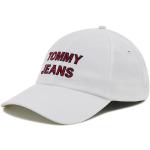 Przecenione Białe Czapki z daszkiem damskie dżinsowe marki Tommy Hilfiger TOMMY JEANS 