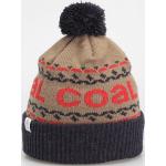 Przecenione Brązowe Czapki zimowe męskie z pomponami akrylowe marki Coal 