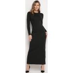 Przecenione Czarne Sukienki z długim rękawem damskie z długimi rękawami maxi w rozmiarze L 